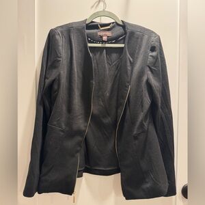 Dana Buchman Black Women's Blazer Jacket Gold Zipper